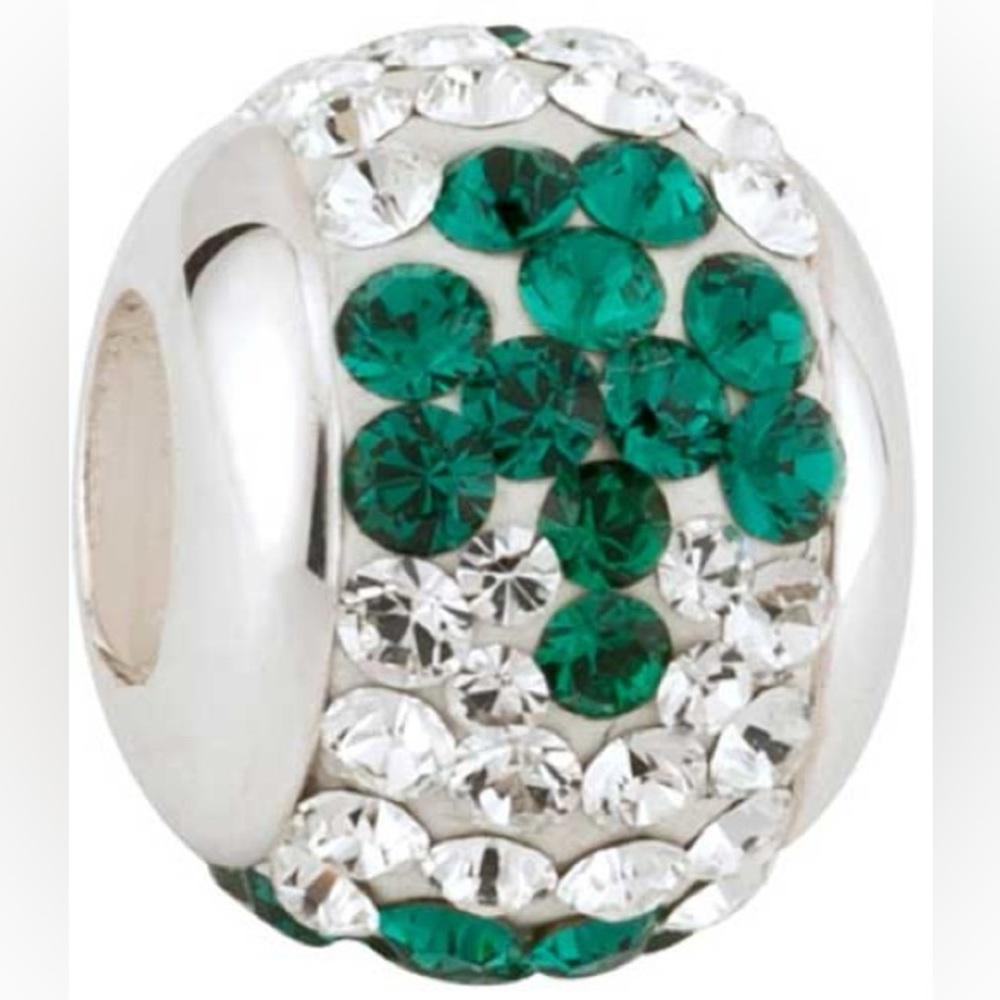 Sterling Silver Shamrock Crystal Charm Bead
